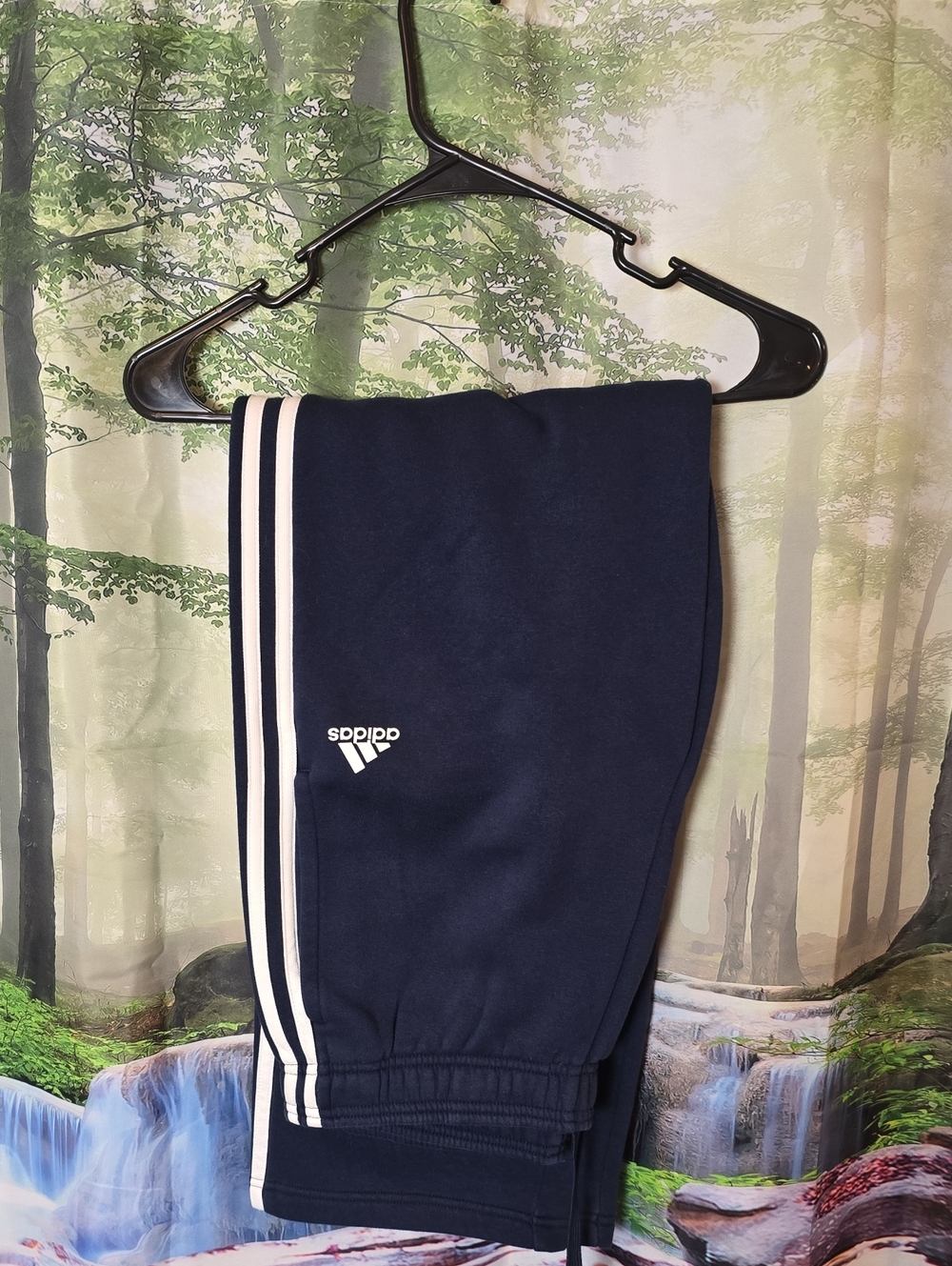 Women's Adidas Navy Blue Sweatpants with White Side Stripes